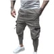 thumbnail image 1 of Pantalones largos para hombre, elásticos, de color liso, con cremallera, múltiples bolsillos, cintura elástica, cordón ajustable, de poliéster., 1 of 8