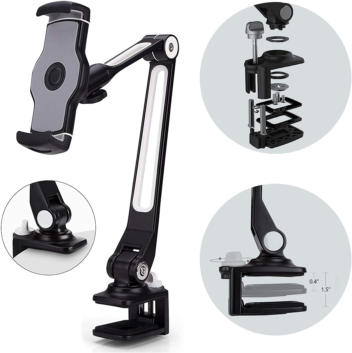 AboveTEK Sturdy Tablet Phone Holder, Aluminum Long Arm Tablet Mount