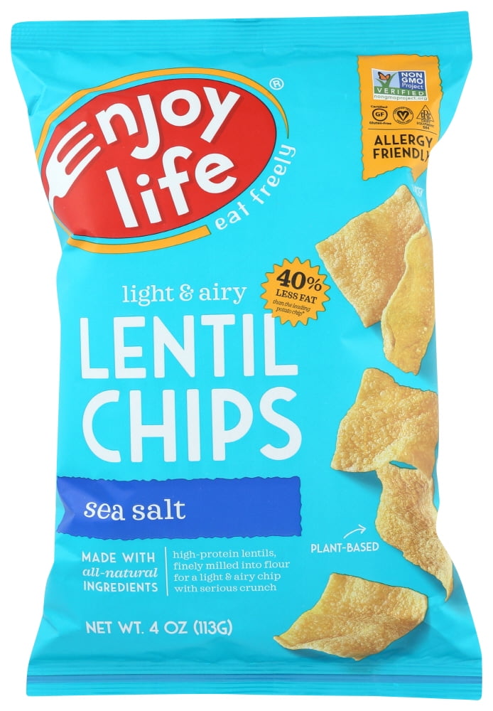 Enjoy Life Plentils Original Sea Salt Lentil Chips, 4 oz, (Pack of 12