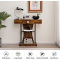 3Tier Console Table Narrow Sofa Table with Drawer Open Shelves & Anti