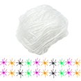 thumbnail image 2 of Stretchable Halloween Decor Cotton 80g with 20 Colorful Spiders, White Cobweb Webbing for Indoor Outdoor Yard Porch Haunted House Party Decoration, By Cosmug, 2 of 8