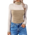 thumbnail image 1 of SNKSDGM Chemises à Manches Longues pour Femmes Roses Blouses à Manches Longues pour le Travail Justaucorps à Manches Longues Col Roulé Justaucorps Gainant Justaucorps en Maille Hauts de Sortie Tenues d'Automne, 1 of 8
