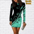 thumbnail image 4 of Jupe Midi à la Mode Robe Coupe-Vent Contractée Automne Hiver Femmes Col Rond Jupe à Manches Longues Nouveau Design Jupe Courte Imprimée, 4 of 7