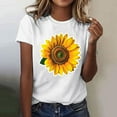 thumbnail image 4 of Youyipin Womens Tops Spring Fashion Floral Print Round Neck Short Sleeve Beach Vacation Clothes Graphic Tees For Women, 4 of 5