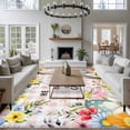thumbnail image 3 of Area Rug for Living Room, Easter Plaid Non-Slip Indoor Large Carpet for Bedroom/Dining Room, Spring Watercolor Bunny Flower Pink Checkered Washable Low-Profile Rectangle Floor Runner Rugs - 5 x 7 Ft, 3 of 8