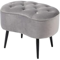 BirdRock Home Tufted Oblong Ottoman - Velvet Foot Stool - Grey
