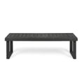 thumbnail image 5 of GZXS Modern Outdoor Dining Bench, 60" Slatted Acacia Wood Bench, Backless Patio Seating for Dining Area, Entryway, Porch or Backyard, Dark Gray, 5 of 8