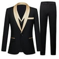 thumbnail image 4 of Men's Suit 3-Piece Shawl Lapel Blazer Jacket Waistcoat Pants Set | Modern Slim Fit | Lightweight Poly-Viscose Blend for Wedding Prom Party, 4 of 7