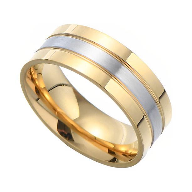 Minnieouse Anillo de moda con ranuras de titanio y acero, bandas de boda redondas de moda mate, anillos exquisitos, accesorios de ropa, regalos de Accesorios de disfraces Oro 8 #
