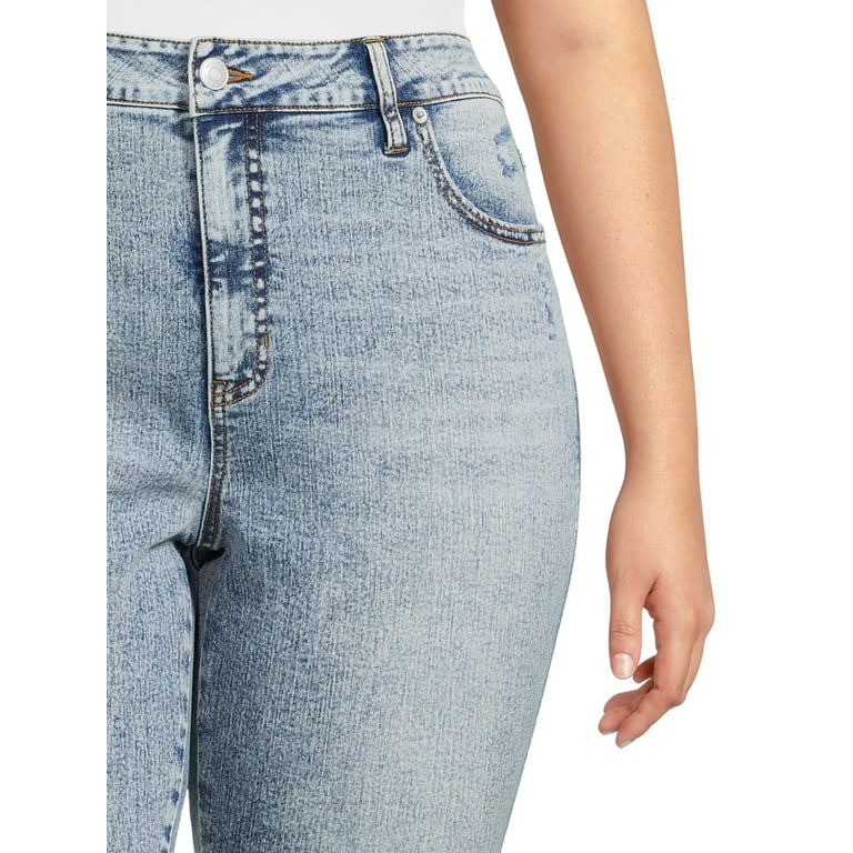 D JEANS Womens Stretch Capri Jeans Size 16 W Light Wash Blue Denim High  Rise