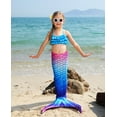 thumbnail image 3 of Hejin Mermaid Tails for Swimming with Monofin Girls Mermaid Tail Swimsuit Bathing Suit for Kids 4PC, 3 of 6