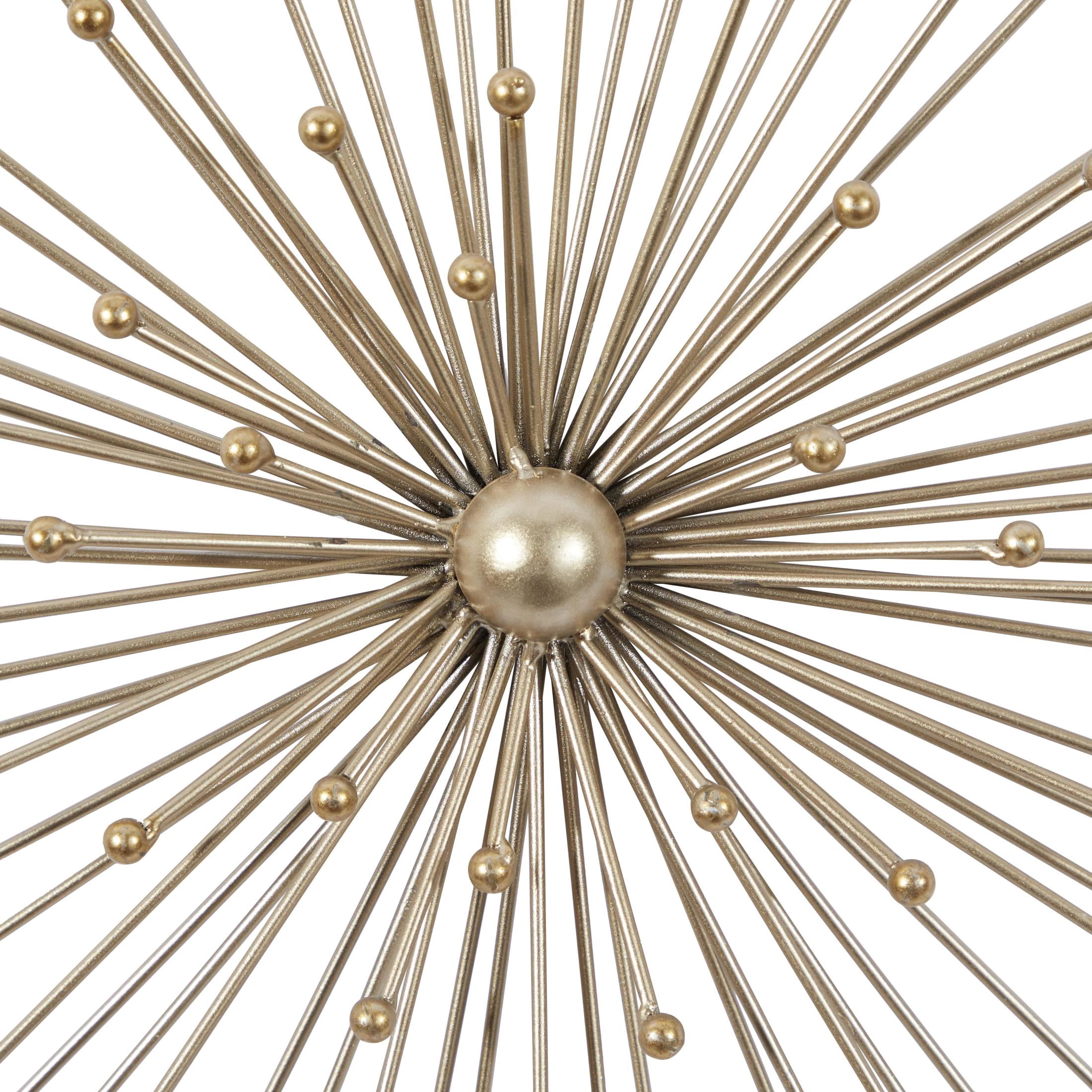 DecMode Gold Metal 3D Starburst Wall Decor (3 Count)