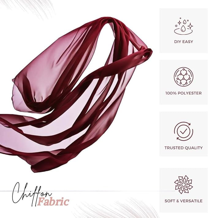 FabricLA 100% Polyester Chiffon Fabric - 58/60" Inches (152 CM) Wide - Lightweight Chiffon Sheer Fabric - Perfect for Venue, DIY & Wedding Decorations - Chiffon Fabric By The Yard – Apparel