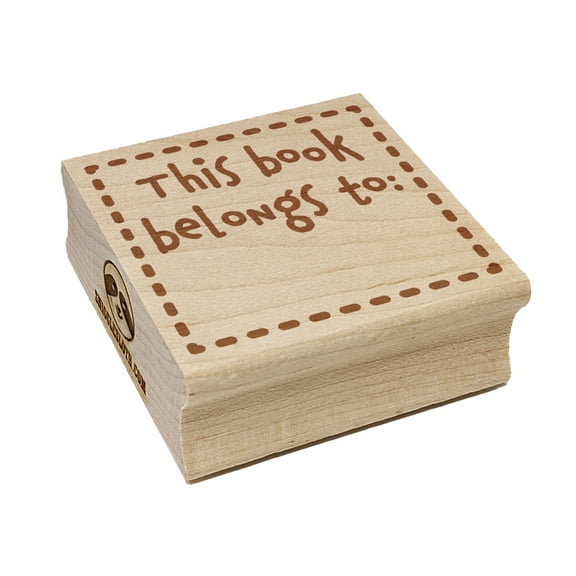 This Book Belongs To Dashed Border Square Rubber Stamp Stamping Scrapbooking Crafting - Small 1.25in