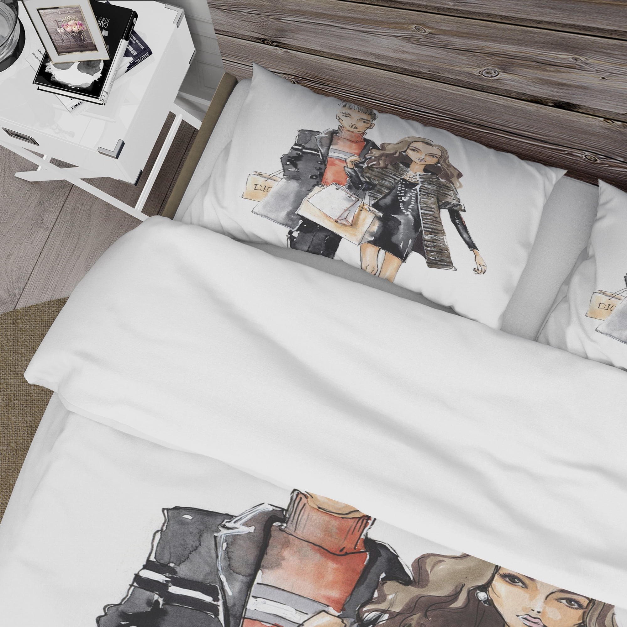 Designart 'Couples Waking Along side' Glamour Duvet Cover Set