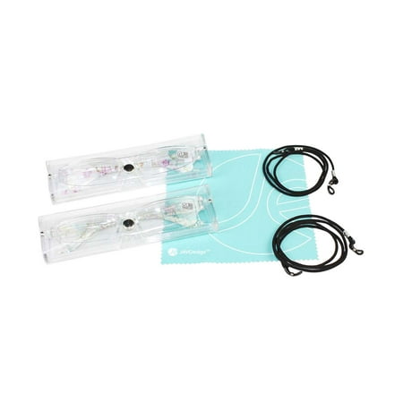 2 Bonus Glasses JE (2 PACK) (2 pcs) Floral Unisex Powered Reading Glasses Bonus (2 pcs) Protective Cases + (2 pcs) Reading Next Straps ()