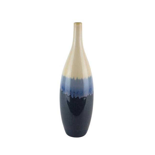 Blue Benjara BM188101 Aesthetic Ceramic Vase with Drip Glaze Texture 