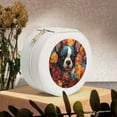 thumbnail image 6 of Naloa Cute Colorful Flower French Bulldog Round Jewelry Box, Travel Jewelry Organizer, 3.9 x 3.9 x 2in Jewelry Storage Box for Women-White, 6 of 7