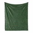 thumbnail image 1 of Thistle Soft Flannel Fleece Throw Blanket, Ornament of Curvy Branches and Petals as Fish Scale Pattern, Cozy Plush for Indoor and Outdoor Use, 50" x 60", Lime Green Fern Green, by Ambesonne, 1 of 6