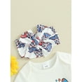 thumbnail image 5 of Jxzom Newborn Baby Girl My First 4th Of July Outfit 3 6 12 18 Months Short Sleeve Romper Romper Shirt Top Flare Pants Headband Set, 5 of 8