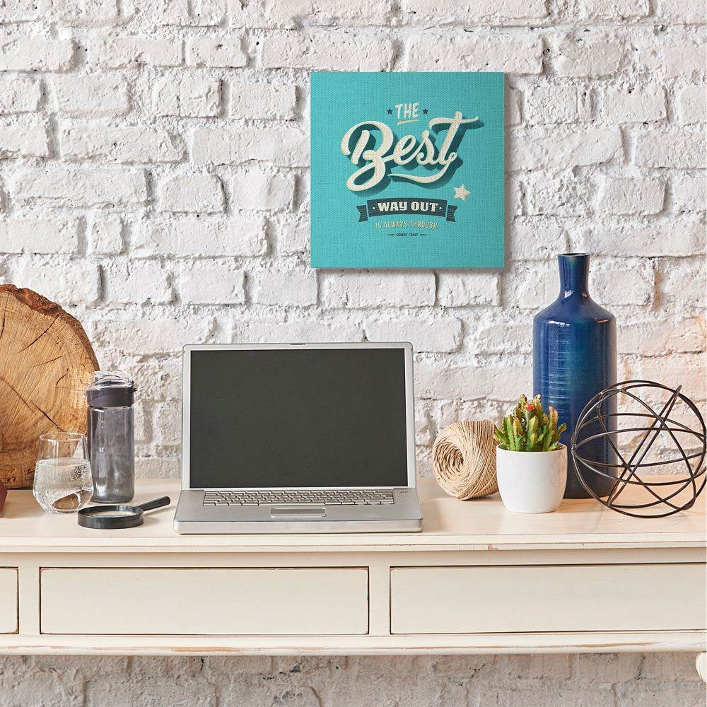 Stupell Industries The Best Way Out Inspirational Blue Word Design Canvas Wall Art by Ester Kay