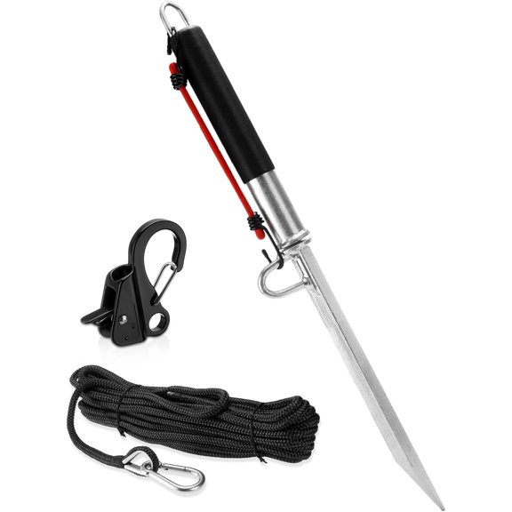 32 Inch Sand Spike Boat Anchor Pole with Stainless Steel Hook and 50 Foot Anchor Line