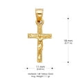 thumbnail image 3 of 14K Yellow Solid Gold Crucifix Charm Pendant with 0.9mm Wheat Chain Necklace - 18", 3 of 4