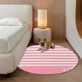thumbnail image 3 of Round Area Rugs Collection 3 Ft, Pink Anchor Non-Slip Residential Carpet, Modern Nautical White Geometric Stripes Indoor Crawling Mats Doormat Runner Rugs Play Mat for Bedroom, 3 of 8