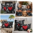 thumbnail image 5 of Red Love Heart Stone Outdoor Waterproof Pillow Covers, Mondern Abstract Art Stones Decorative Square Throw Pillowcase Sofa Cushion Sham for Patio/Couch/Chair, 18"x18" 2 Pack, 5 of 8