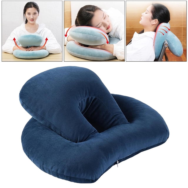 Soporte de cuello de almohada portátil súper suave para viajes de oficina, escritorio para acampar, viajes de apoyo azul real perfecl almohada para la siesta del cuello del escritorio