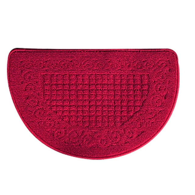 Semicircle Doormat, Polyester Fiber Dustproof Floor Mat, Strong Absorbent, Non-Slip, for Outdoor and Indoor, Dark Red, 48 x 78 cm
