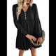 thumbnail image 1 of Vestidos Cortos de Larga para Mujer, Cuello en V, Informales, Holgados, con Vuelo, con , Estilo Bohemio para Vacaciones, para Otoño Negro XL, 1 of 8