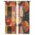 thumbnail image 3 of Red Orange Geometric Sheer Curtains 96 Inches Long 2 Panels Set, Window Sheer Curtains for Living Room/Bedroom, Vintage Oil Painting Abstract Art Light Filtering Rod Pocket Curtain 52'' x 96'' x 2, 3 of 7