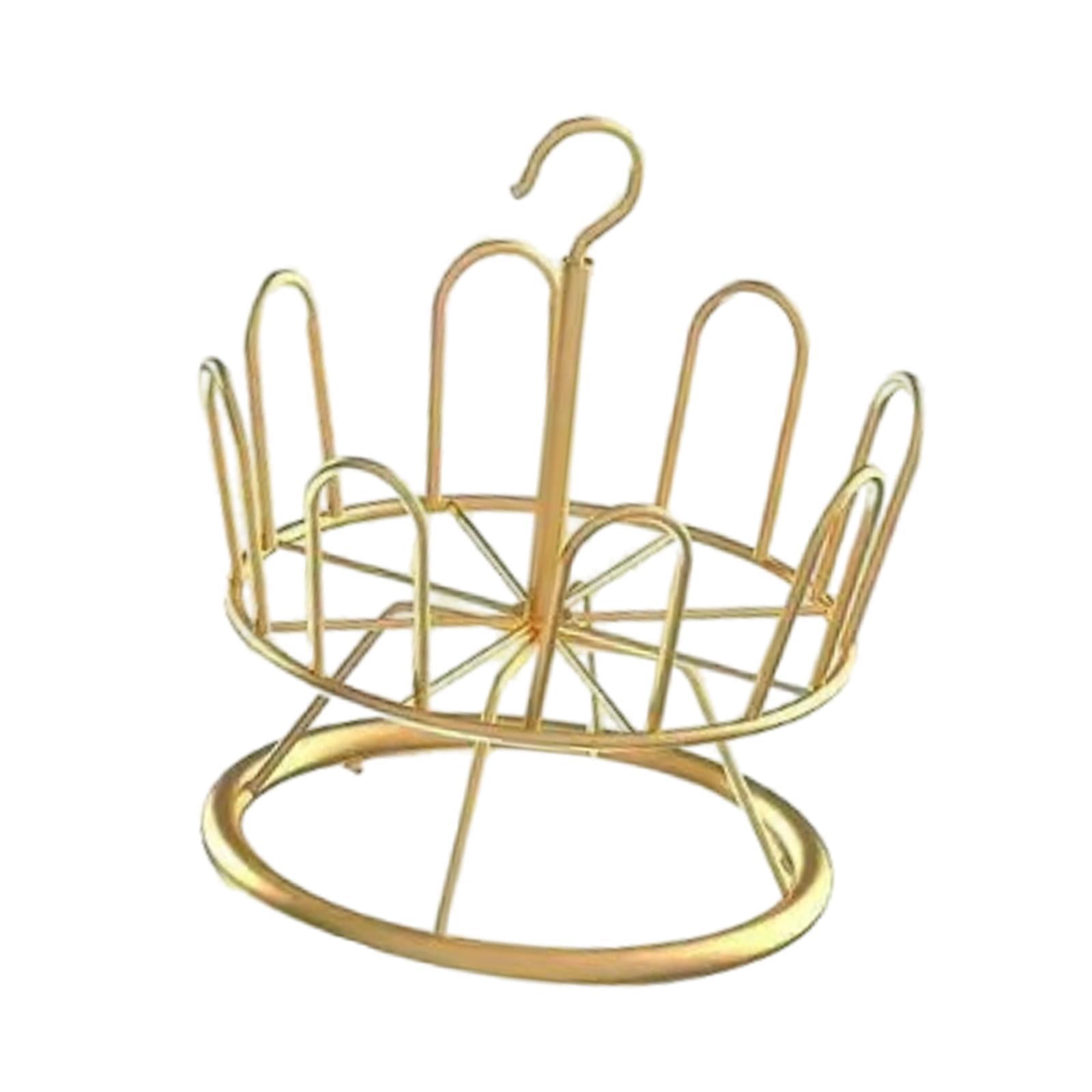 perfk Revolving Shoe Rack Modern Metal Shoe Tree Rack for Apartment Farmhouse Dorm Gold 1 Tier