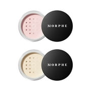 Morphe Totally Set Mini Brighten & Set Setting Powder Duo - Lightweight, Talc-Free Powder for Face Makeup Natural Finish - Minimizes Shine for Up to 24HR - Translucent (2 Count) EH6