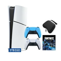 PlayStation 5 Slim Digital 3TB SSD Fortnite Cobalt Star Console with Two Controllers, White and Starlight Blue DualSense and Hard Shell Protective Controller Case - PS5 Slim Digital Console