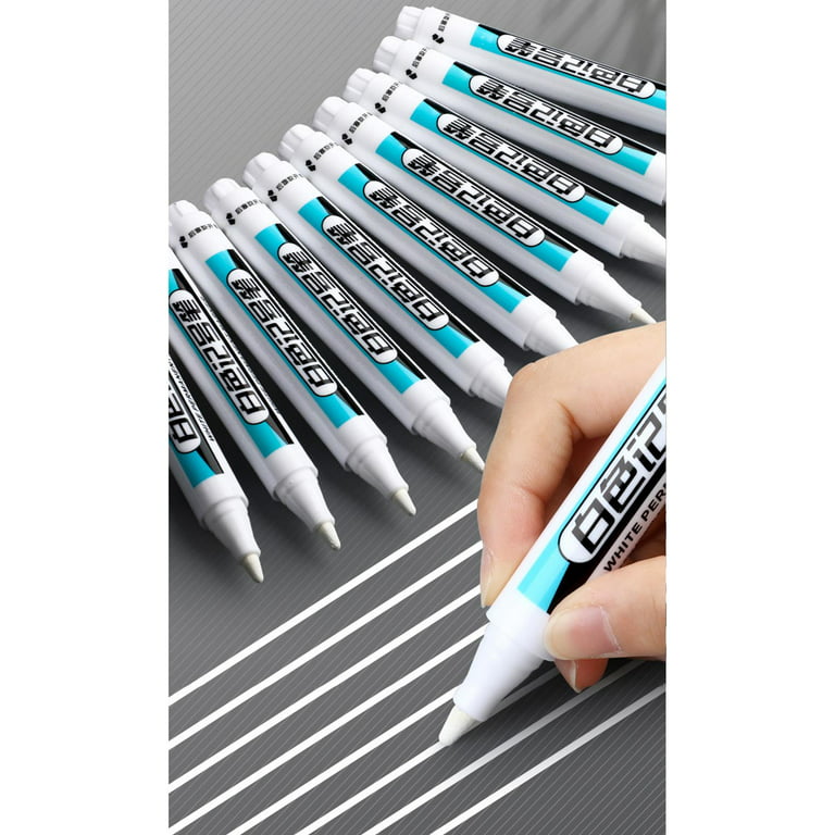 Permanent White Markers Paint Pen Wall Bathroom Fabric Rock Painting Foam Drawing Water Resistant Metal Hardware Furniture Glass Marker Pen 0.7mm