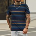 thumbnail image 2 of Camiseta de diario unisex para hombre Estampado de rayas Estampado gráfico Estampado de calavera Tops de manga corta Blusa informal Pompotops  oipoqjl32239, 2 of 9