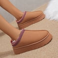 thumbnail image 2 of Botas de nieve para mujer, de invierno, con forro polar, cálidas, de suela gruesa, sin tacón, con punta cerrada, pantuflas de felpa, zapatos acolchados de algodón, 2 of 6
