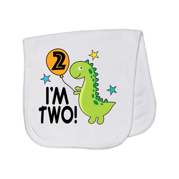 Inktastic 2nd Birthday Dinosaur 2 Year Old Boy Baby Burp Cloth