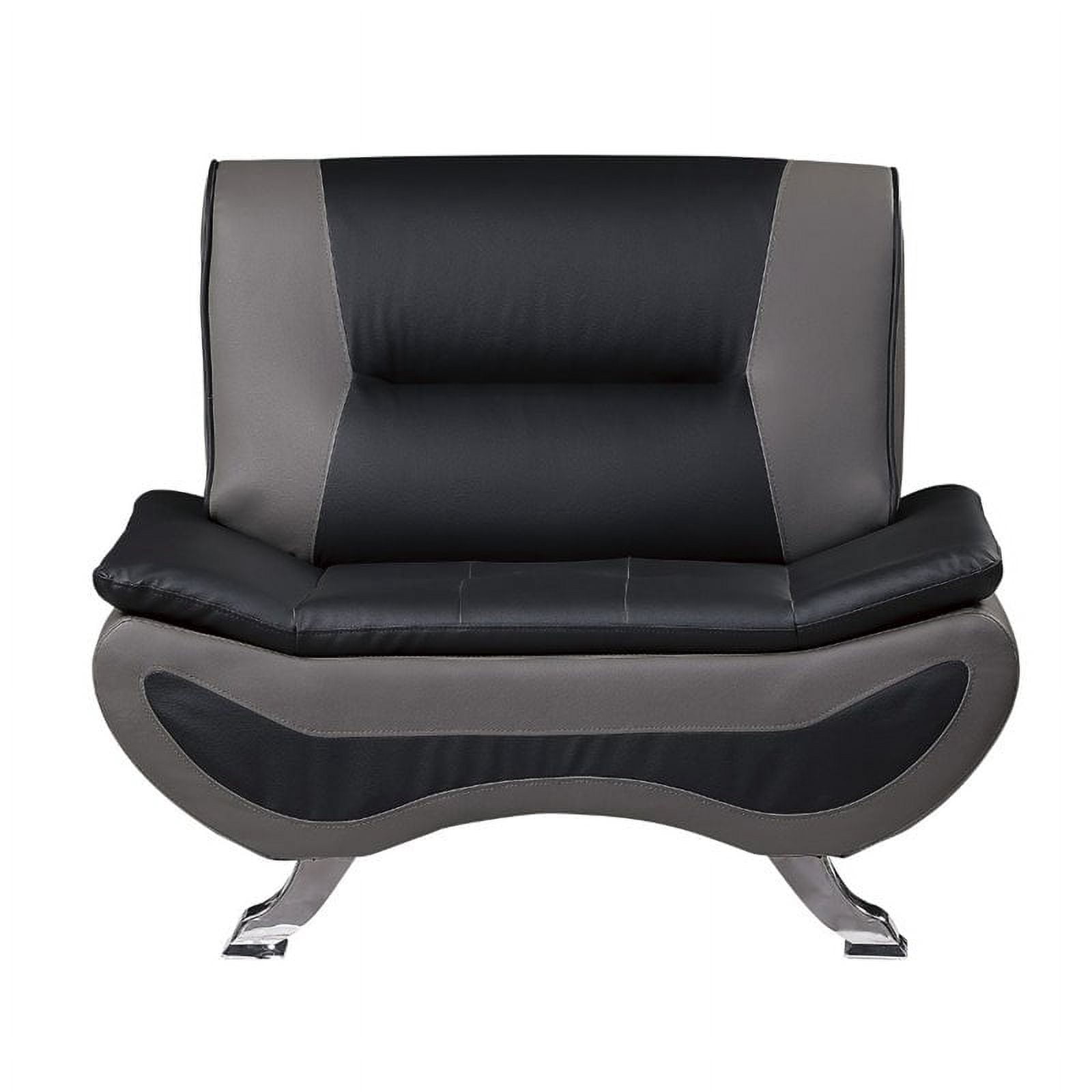 Lexicon Veloce Faux Leather Accent Chair in Black and Gray