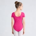 thumbnail image 7 of HAOTAGS Toddler Gymnastics Leotards,Elastic Waist Ballet Dance Soft Short Sleeve Gymnastics Hot Pink 11-12, 7 of 7