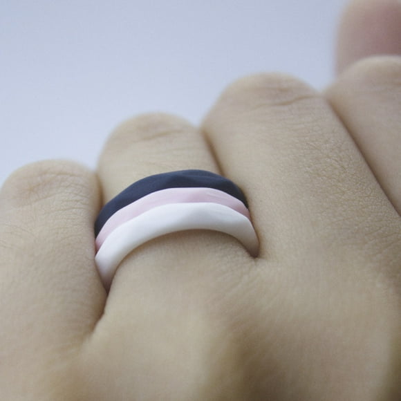 OULII 10 Pcs Assorted Color Silicone Wedding Bands Waterproof Geometric Accessories Unisex