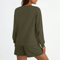 thumbnail image 6 of Dazajoo 2 Piece Outfits for Women Long Sleeve Sweatshirt & Shorts Lounge Matching Sets Solid Casual Sweatsuit Fall Clothes,Army Green,L, 6 of 9