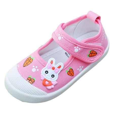 

Girls Running Shoes Children Comfortable Soft Soled Flat Casual Fashionable Cartoon Children Canvas Toddler Shoes (5 Years-5.5 Years)