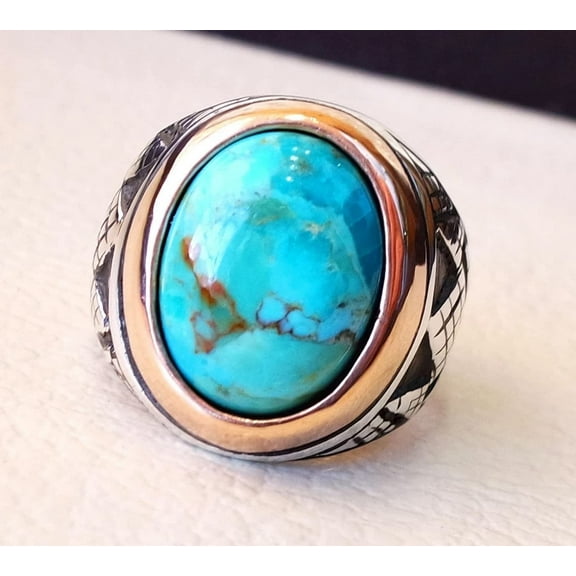 Arizona Turquoise Ring, Silver Jewelry, 925 Silver Ring, Father's Day, AAA Natural Turquoise, December Birthstone Ring, Heavy Mens Ring, Spiritual Healing Gemstone, Christmas, Tiny Mens Ring