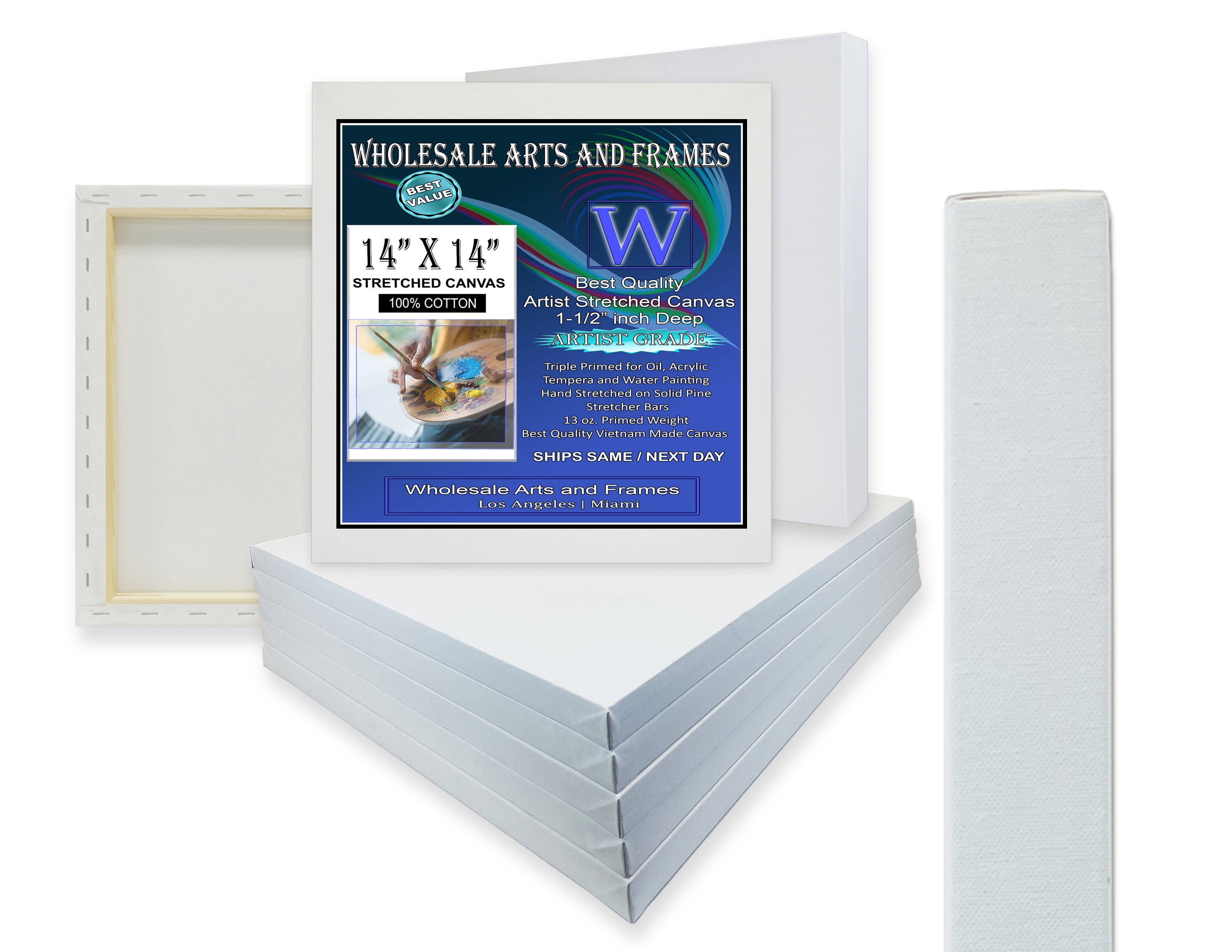  PHOENIX Watercolor Stretched Canvases, 10x10 Inch/4 Pack - 8  Oz, 3/4 Inch Profile, 100% Cotton Triple Primed White Blank Canvases for  Watercolor, Acrylic, Gouache, Tempera, Crafts & Pouring Art