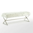 thumbnail image 2 of Inspired Home Frank Stainless Steel Faux Fur Bench Chrome Legs Modern, White, 2 of 8