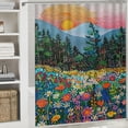 thumbnail image 6 of JEUXUS Wildflower Colorful Floral Watercolor Floral Artwork Shower Curtain - Durable and Washable White, 6 of 7