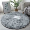 thumbnail image 1 of Round Rug, Modern Shag Rug, Bedside Rug for Bedroom, Comfortable and Soft Non-Slip Shag Rug, Light Gray, 40cm, 1 of 3